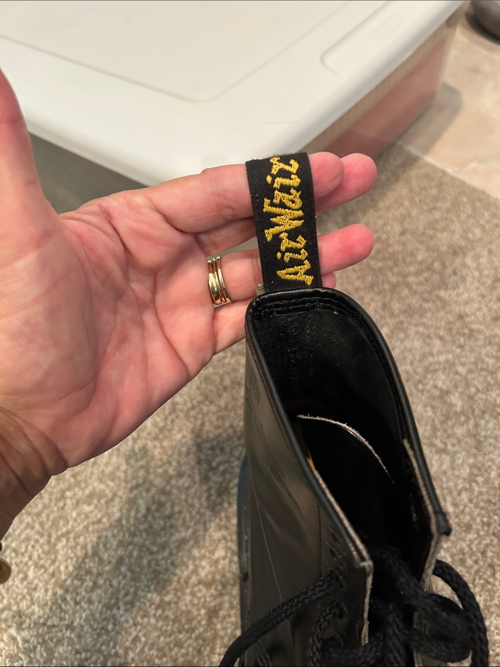 Black Leather Lace-Up Combat Boots - Picture 4 of 5